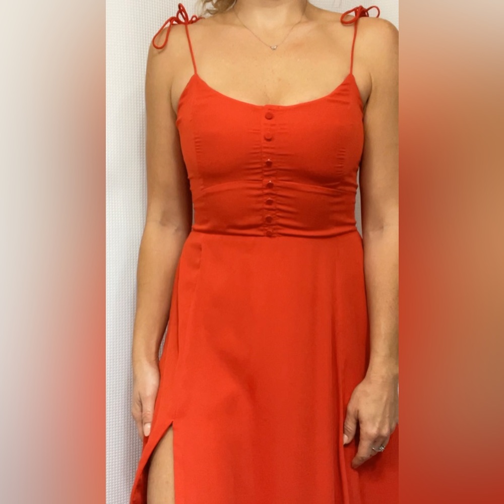 Abercrombie and Fitch Red Tie Strap Dress Size Small Tall